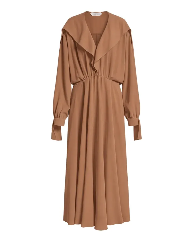 Alberta Ferretti Maxikleid mit Cape-Kragen - Braun Braun