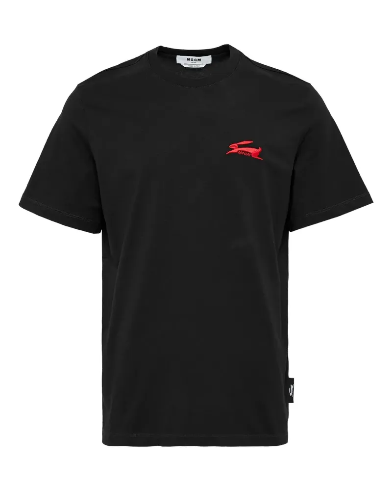 MSGM rabbit-logo cotton T-shirt - Schwarz Schwarz