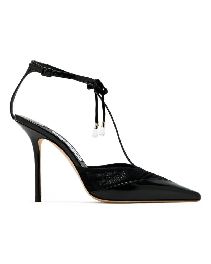 Jimmy Choo Afia mesh strap 100 pumps - Schwarz Schwarz