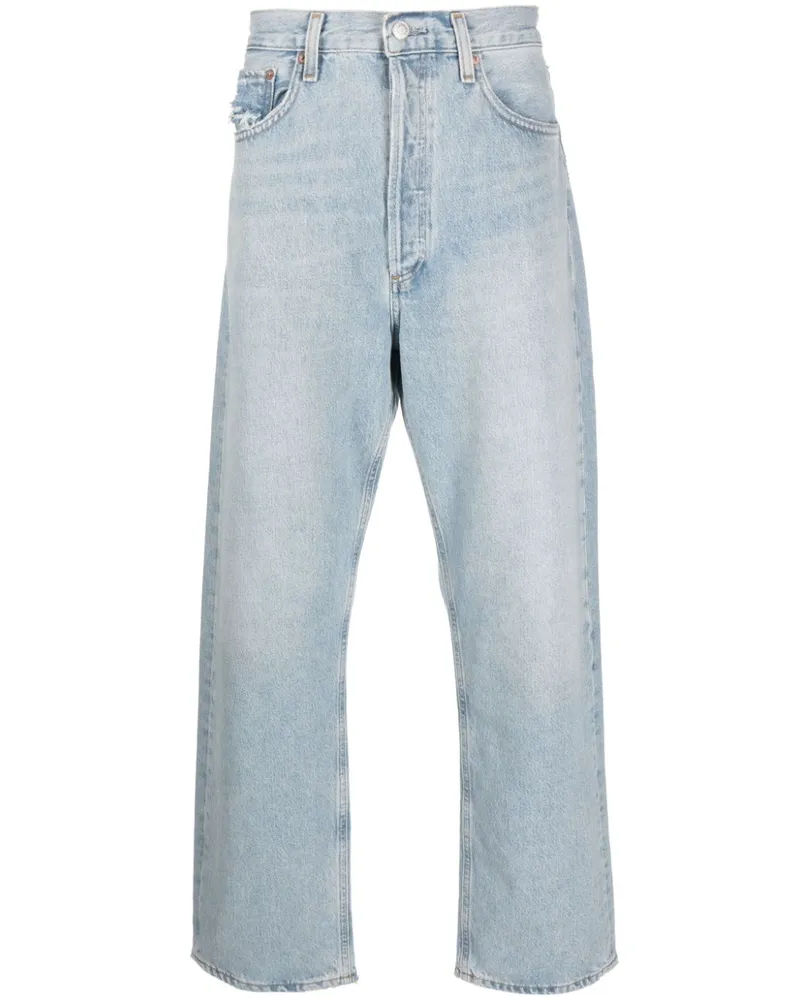 AGOLDE Halbhohe Straight-Leg-Jeans Blau