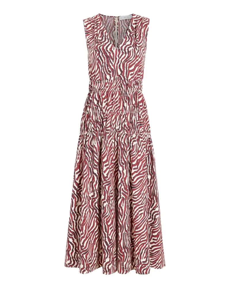 Proenza Schouler Gesmoktes Midikleid mit Zebraprint - Rot Rot