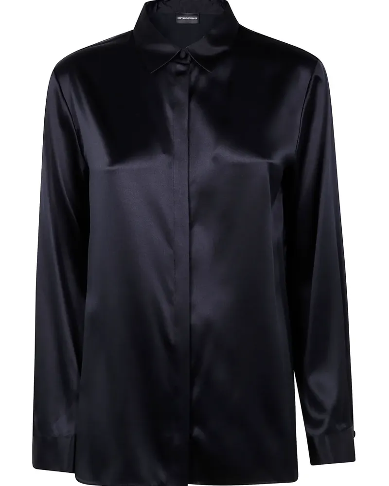 Emporio Armani Hemd aus Satin - Schwarz Schwarz