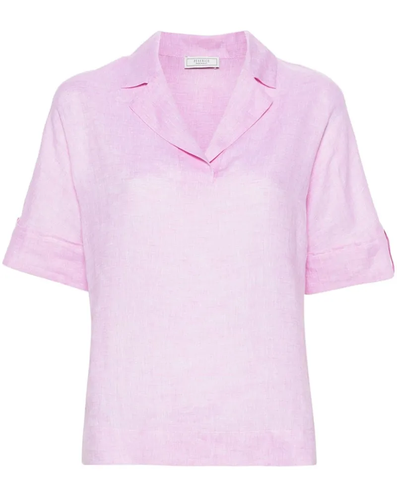 Peserico T-Shirt mit Reverskragen - Rosa Rosa