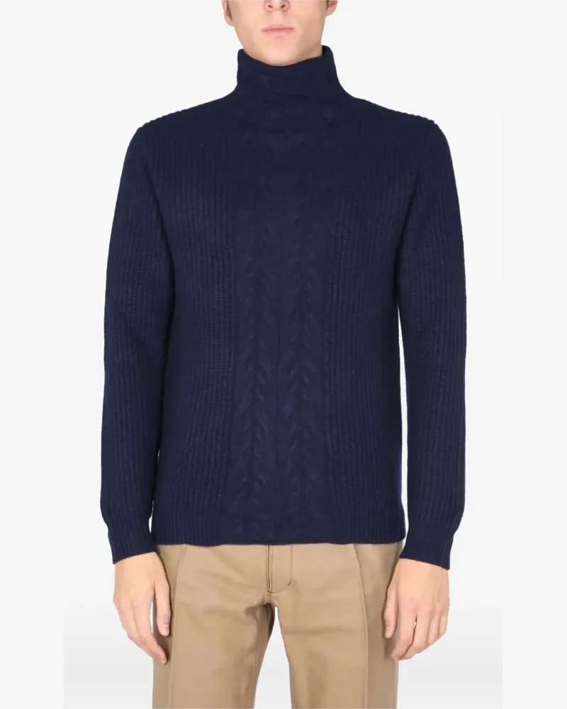 Ballantyne Rollkragenpullover mit Zopfmuster - Blau Blau