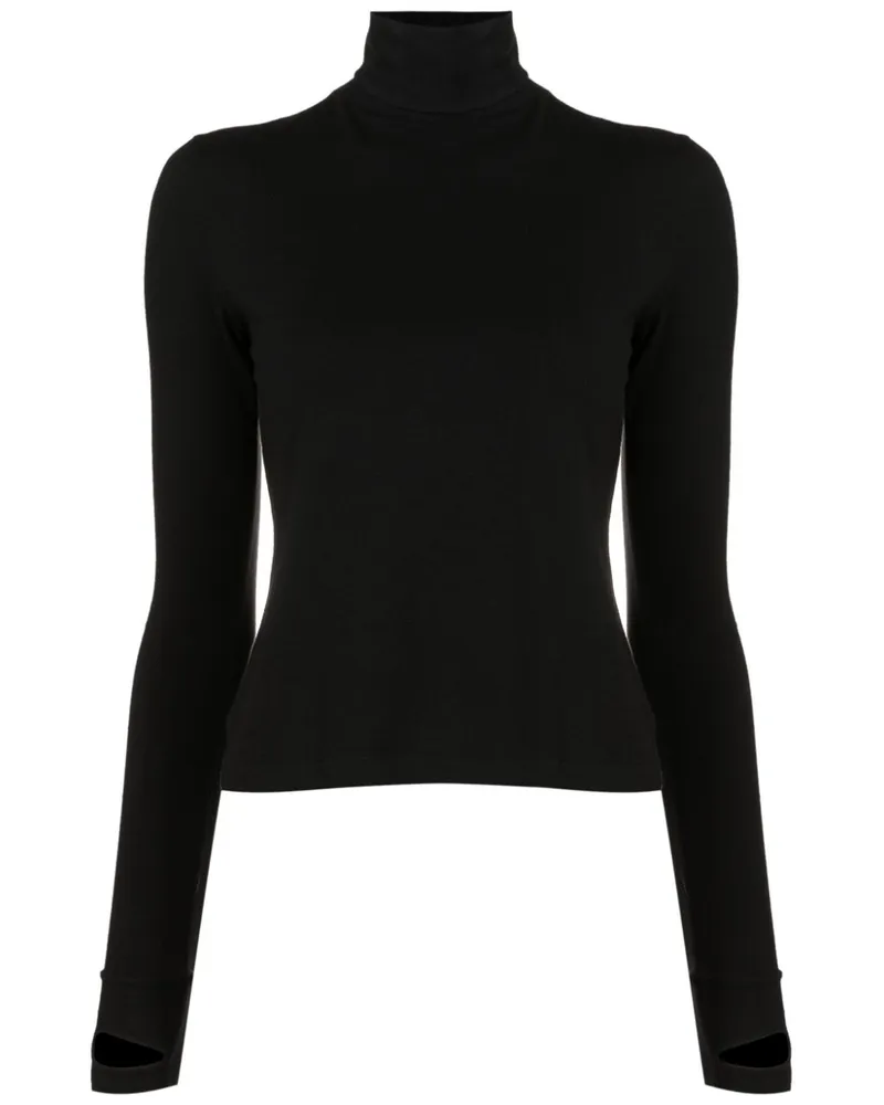 Gloria Coelho Rollkragenoberteil mit Cut-Outs - Schwarz Schwarz