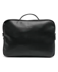 Calvin Klein Faux-Leder-Laptoptasche mit Logo-Prägung Schwarz