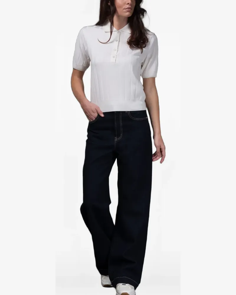 MOORER Rigel-W18 button ribbed polo shirt - Weiß Weiß