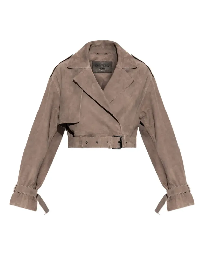 AllSaints Ophelia Cropped-Jacke mit Gürtel - Braun Braun