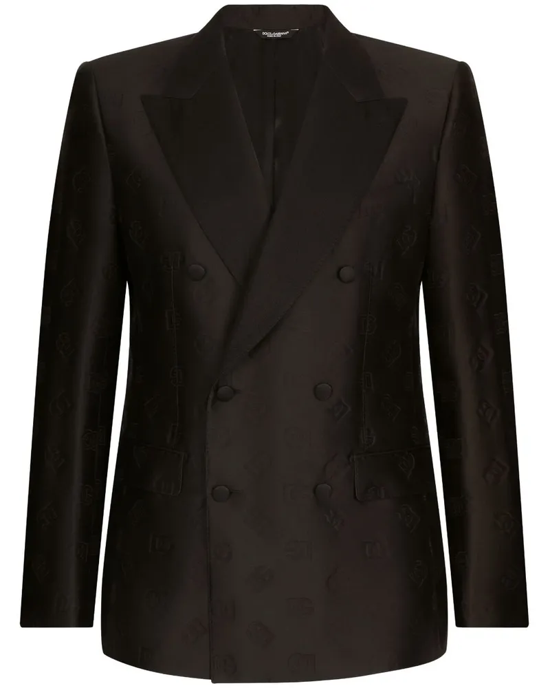 Dolce & Gabbana Doppelreihiger Anzug mit Monogramm - Schwarz Schwarz