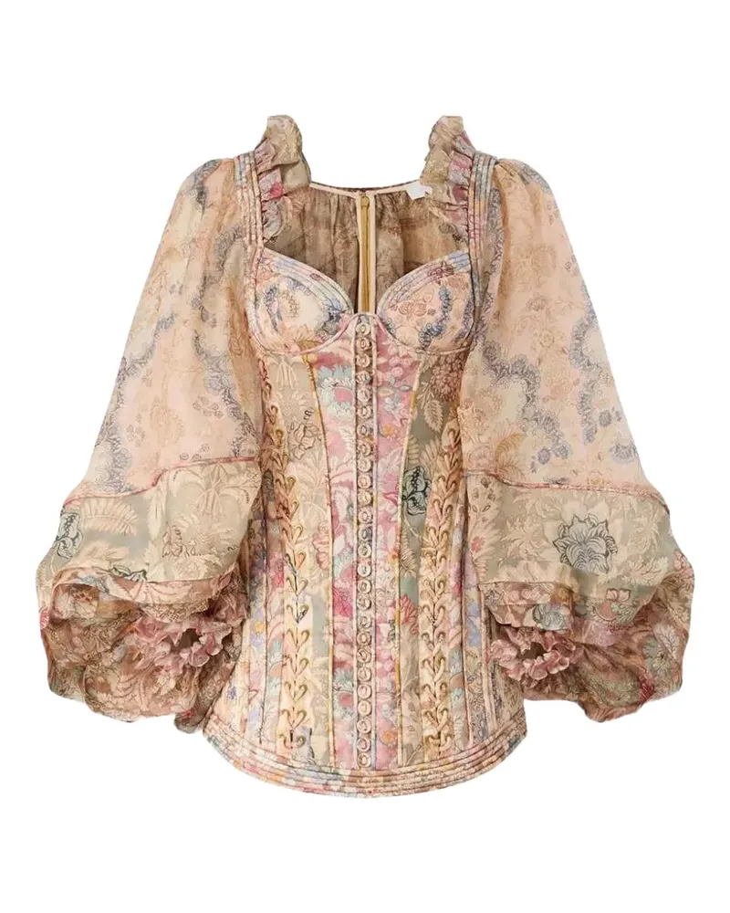 Zimmermann Rebellion Minikleid mit Blumen-Print - Nude Nude