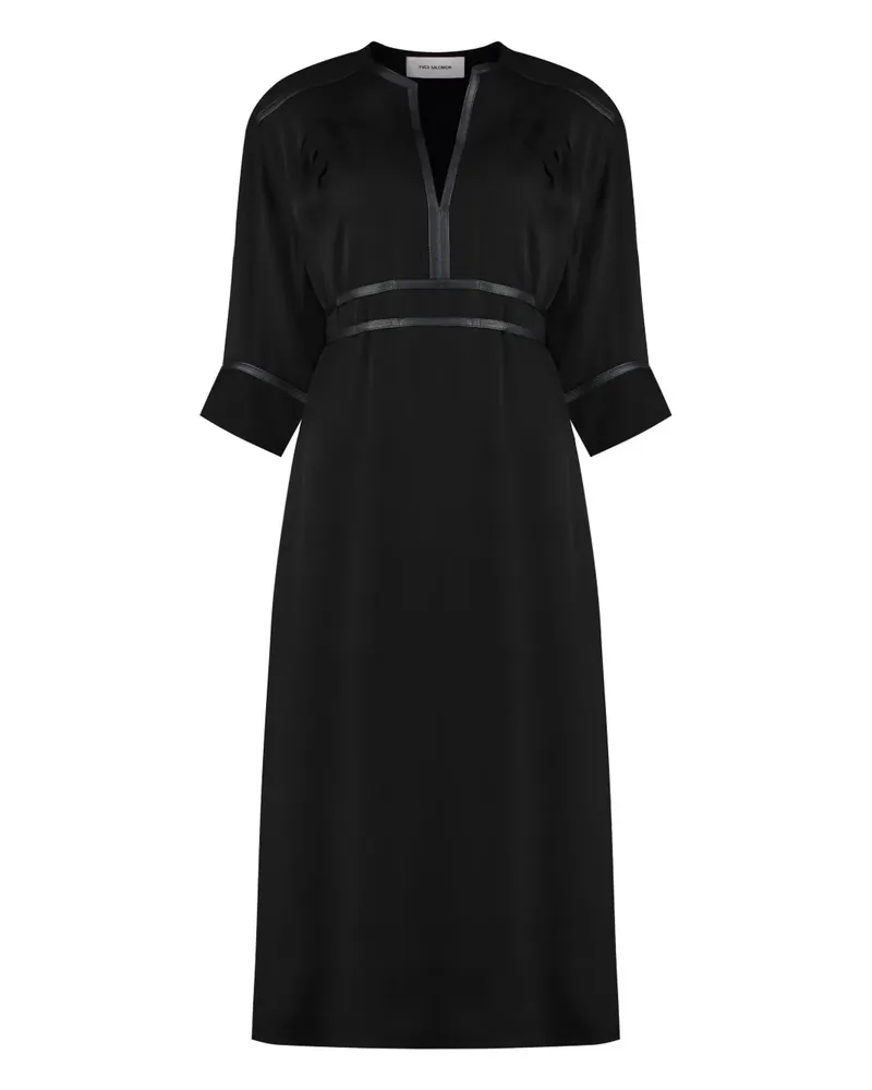Yves Salomon Mittellanges Kreppkleid - Schwarz Schwarz