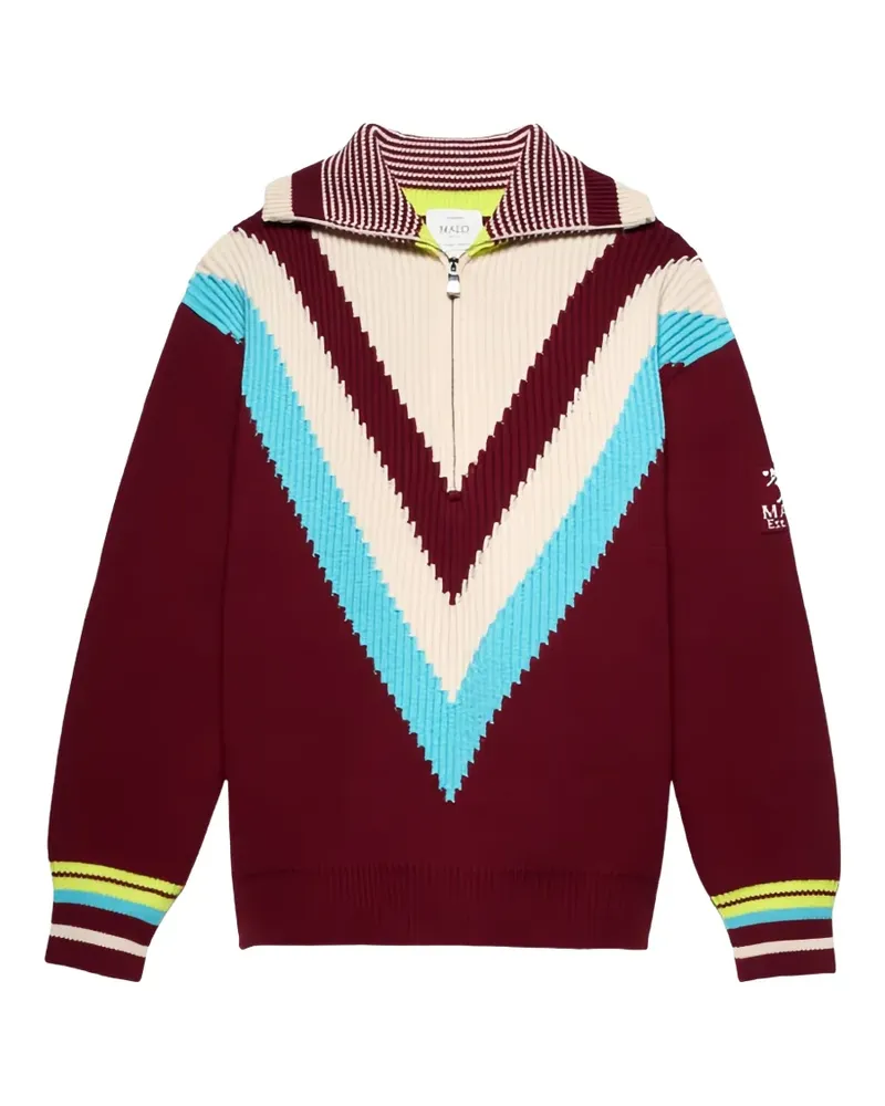 Malo Origins Ski chevron-pattern quarter-zip sweater - Rot Rot