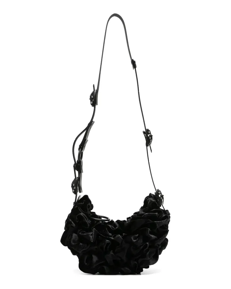 Innerraum Schultertasche mit Rüschen - Schwarz Schwarz