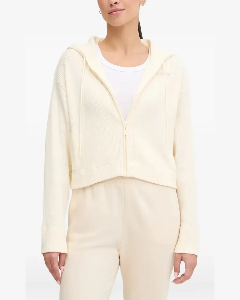 Guess logo-embroidered zip-up hoodie - Nude Nude