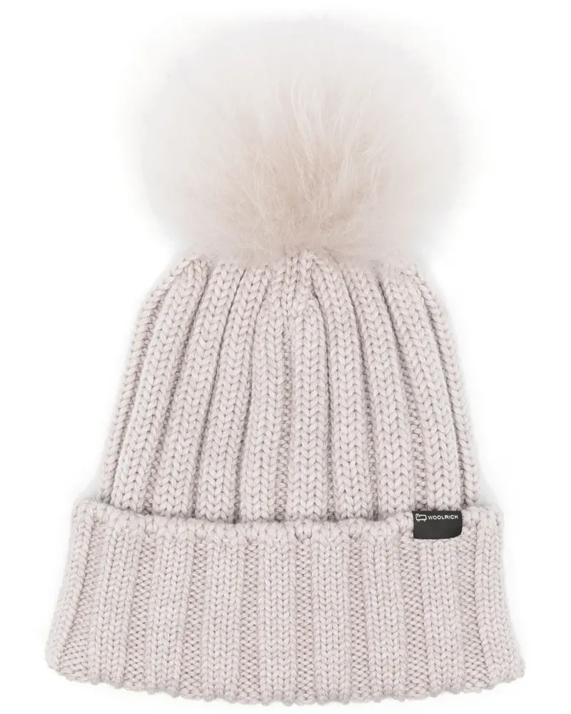 Woolrich Beanie mit Zopfmuster - Grau Grau