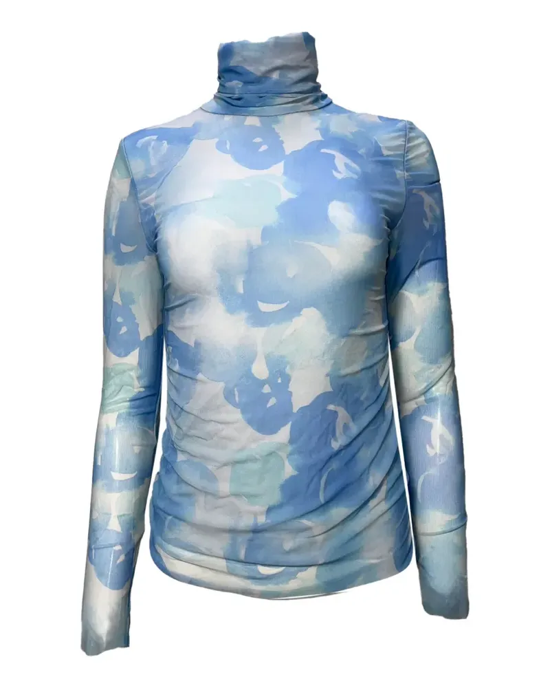 Ganni Rollkragenoberteil mit Print - Blau Blau