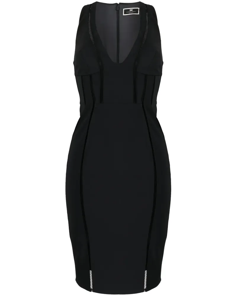 Elisabetta Franchi Midikleid mit Spitzenbesatz - Schwarz Schwarz