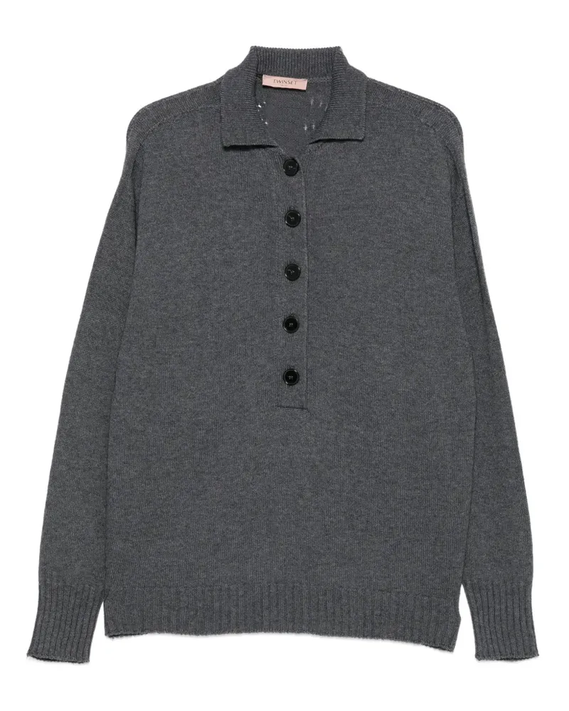 Twin-Set Geknöpfter Pullover mit Poloshirtkragen - Grau Grau