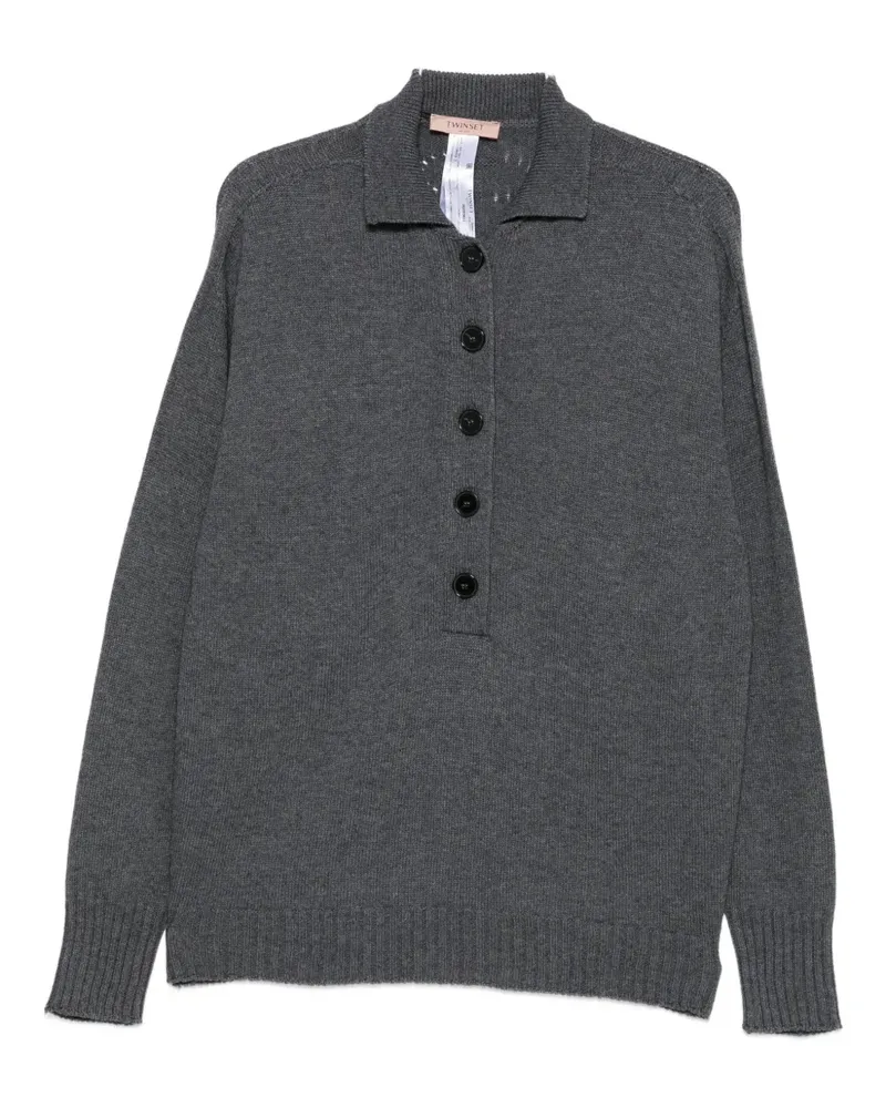 Twin-Set buttoned polo-collar sweater - Grau Grau