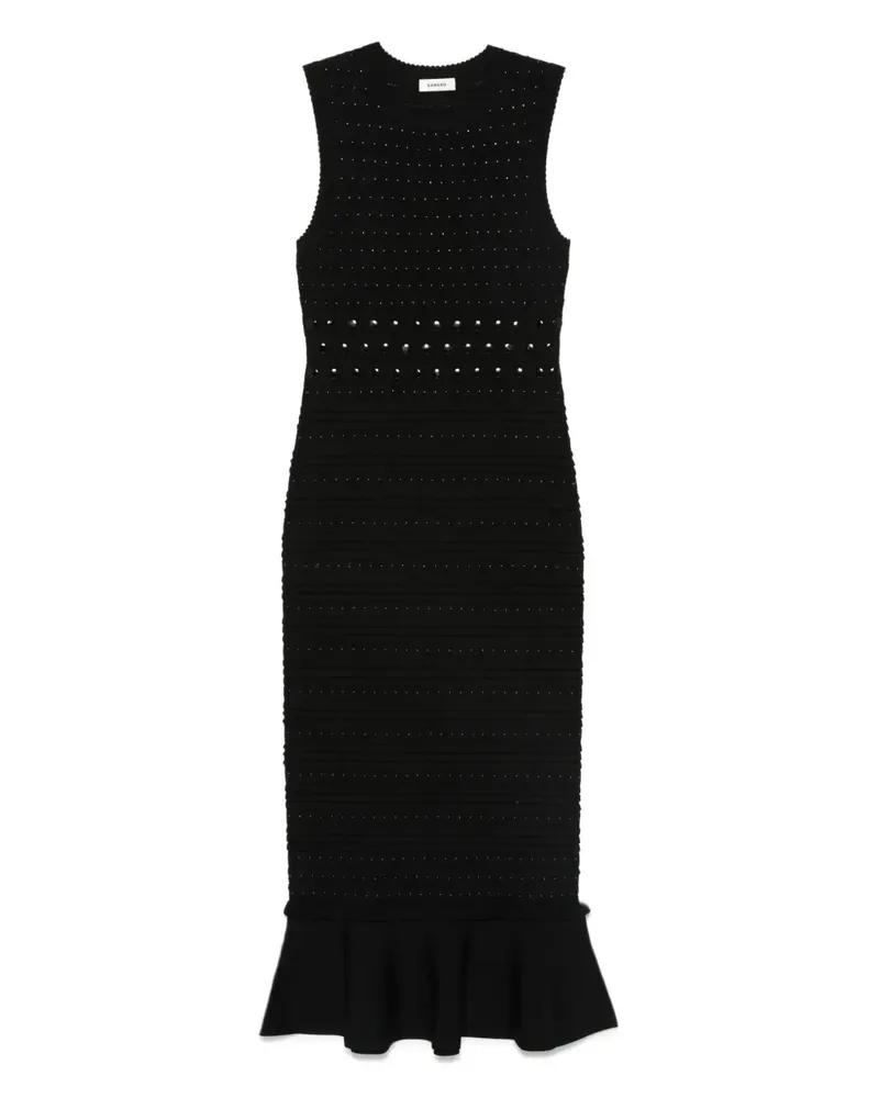 Sandro Ausgestelltes Midikleid aus strukturiertem Strick - Schwarz Schwarz
