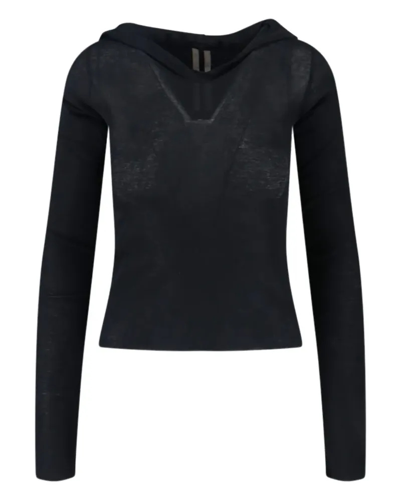 Rick Owens Hoodie mit V-Ausschnitt - Schwarz Schwarz
