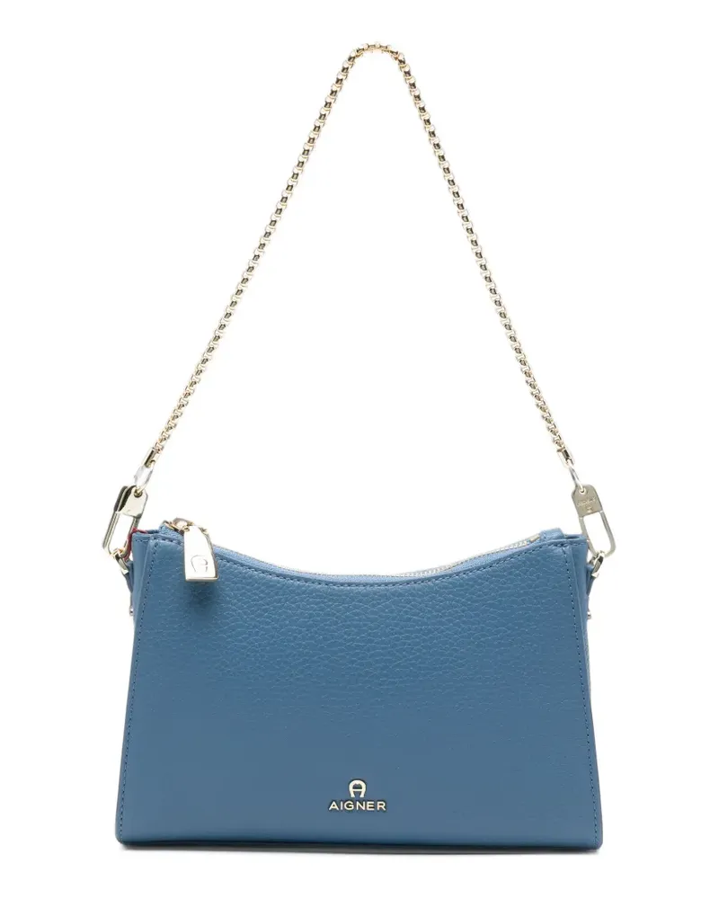 Aigner Ivy Schultertasche aus gekörntem Leder - Blau Blau