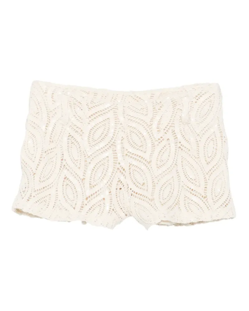 ACTUALEE sequin-embellished crochet shorts - Nude Nude