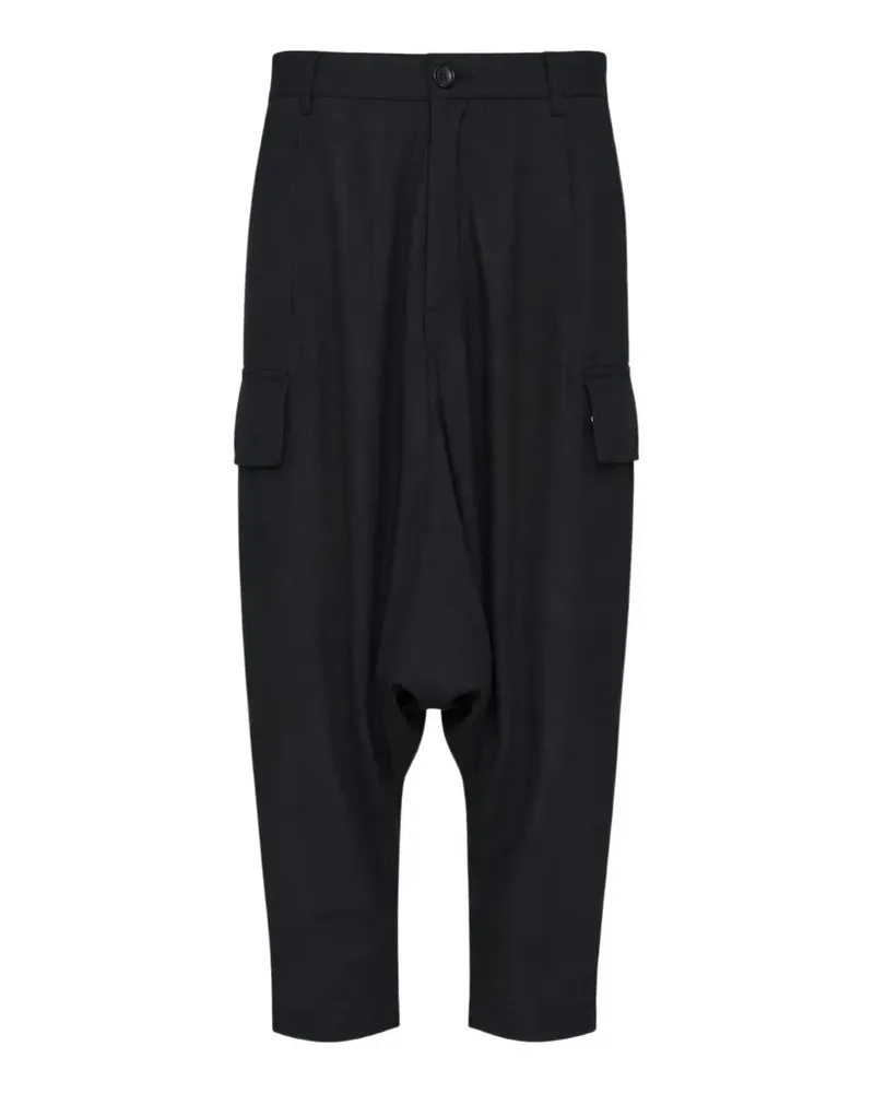 Comme des Garçons pinstripe-pattern drop-crotch cargo pants - Schwarz Schwarz