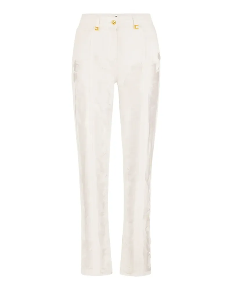 Elisabetta Franchi distressed fringed palazzo jeans - Weiß Weiß