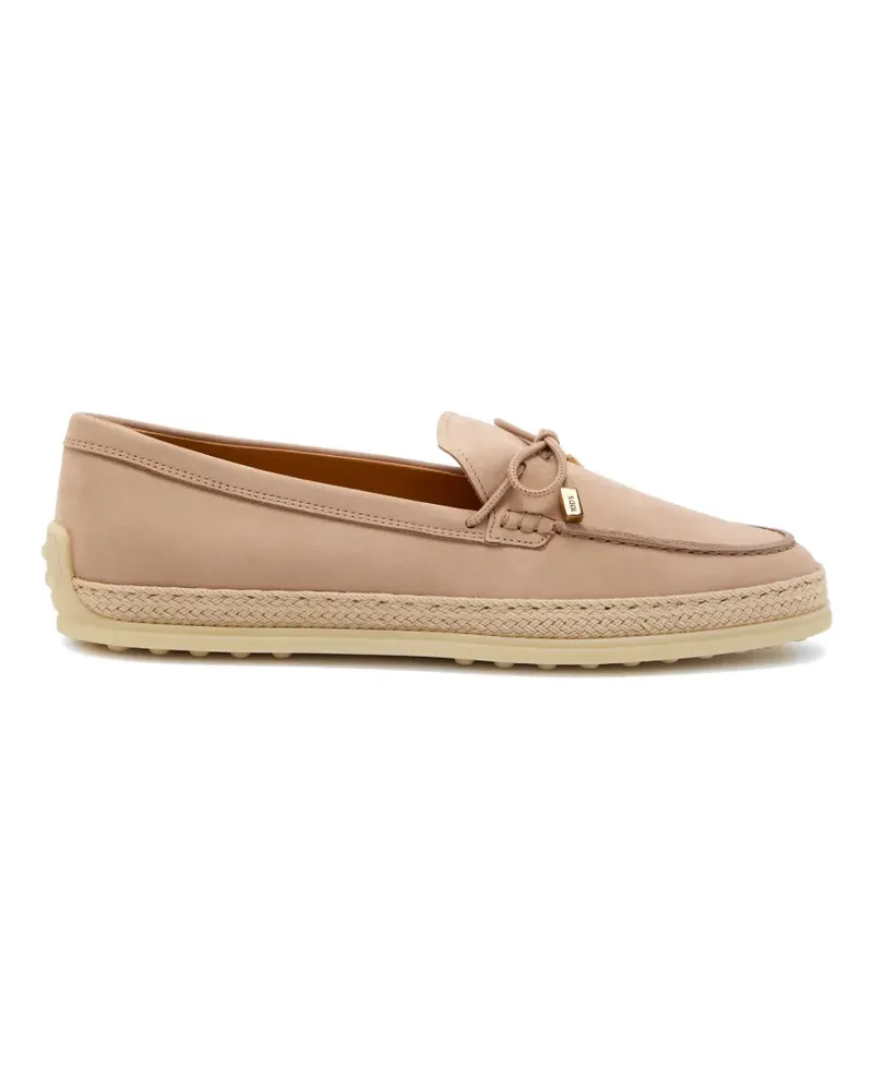 TOD'S raffia-detail suede loafers - Rosa Rosa