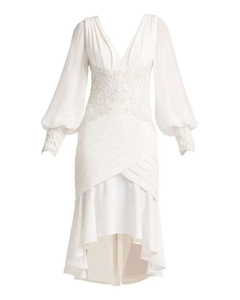 Tadashi Shoji lace-panelled midi dress - Weiß Weiß