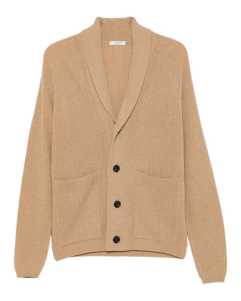 Paolo Pecora Milano Gerippter Cardigan mit Schalkragen - Braun Braun