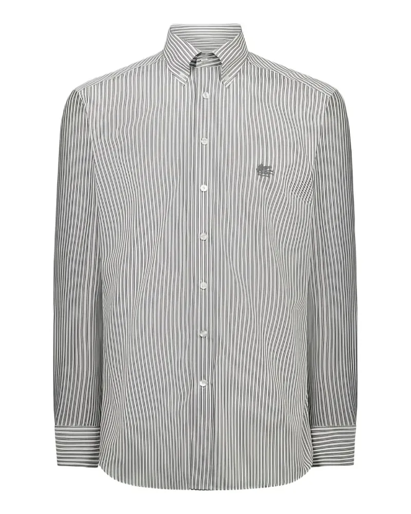 Etro striped embroidered-logo shirt - Weiß Weiß