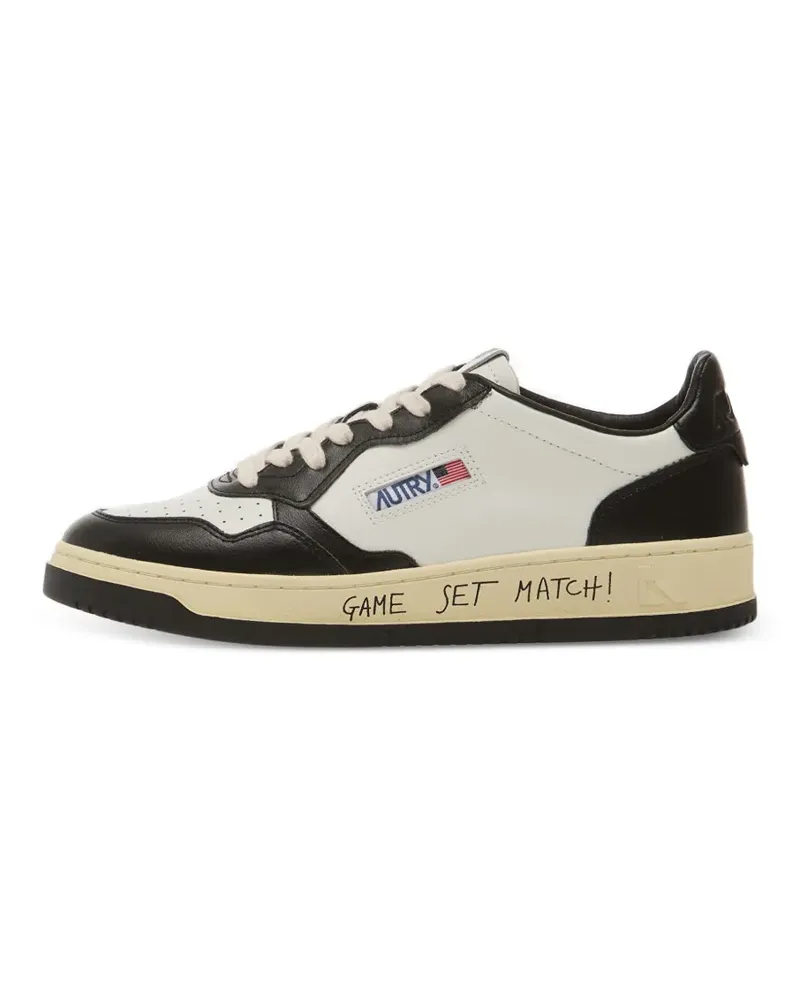 AUTRY Medalist low sneakers in white and black leather with lettering - Weiß Weiß