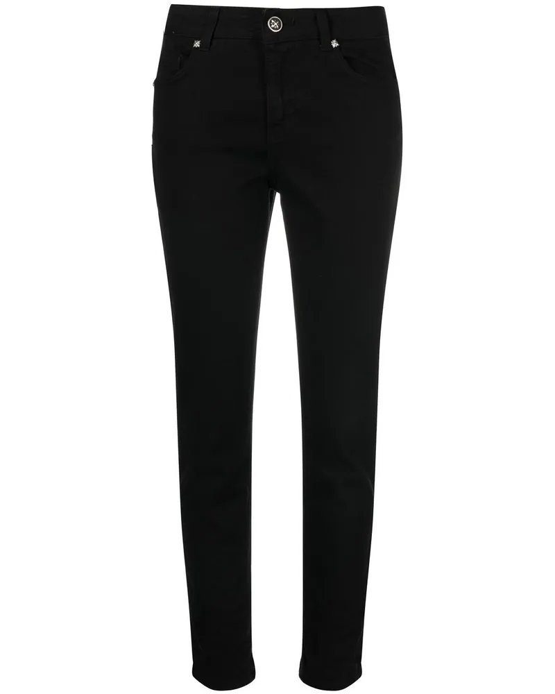 John Richmond Skinny-Jeans mit Logo-Patch Schwarz