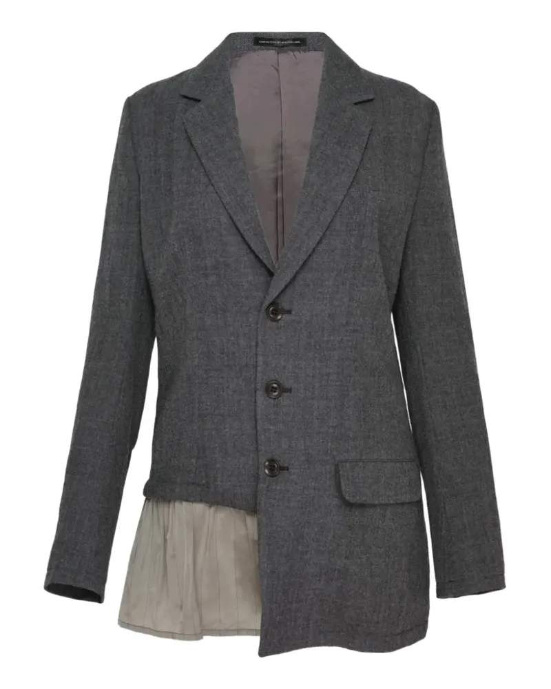 Yohji Yamamoto Asymmetrischer Blazer mit Rüschenbesatz - Grau Grau
