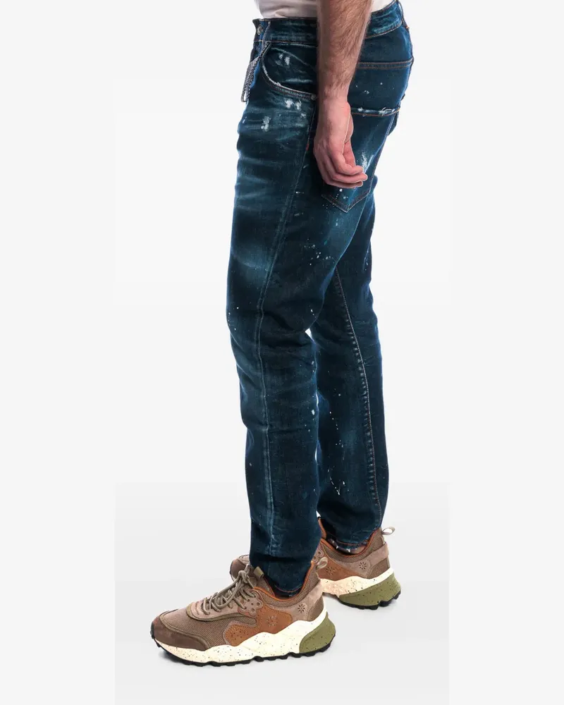 Yes London Jeans mit Farbklecksen - Blau Blau