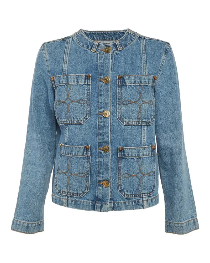 Sandro Geknöpfte Jeansjacke - Blau Blau