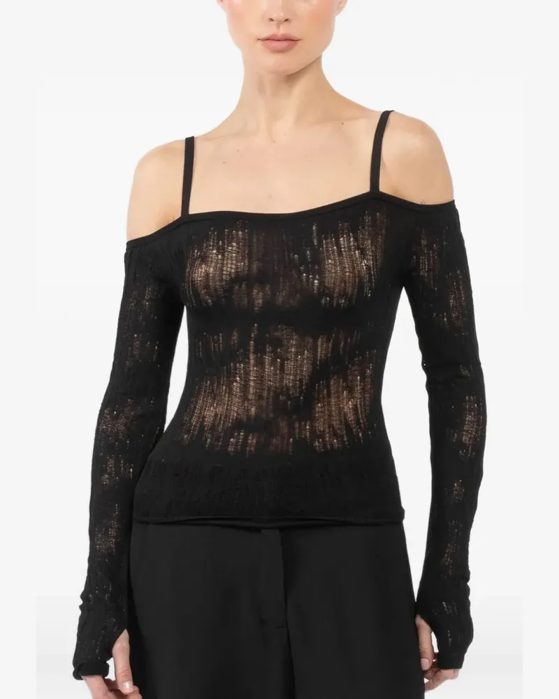 Isabel Benenato lace strap top - Schwarz Schwarz