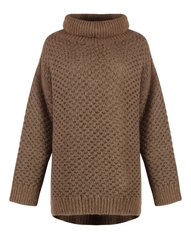 Malo Pullover mit Lochstrickmuster - Braun Braun