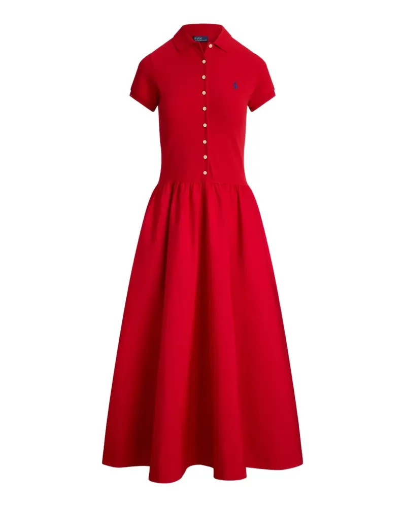 Ralph Lauren Poloshirtkragen-Midikleid mit Knopfdetail - Rot Rot