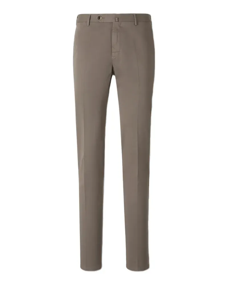 PT TORINO Schmale Hose mit Logo-Schild - Braun Braun