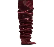 Geraffte Wedge-Overknee-Stiefel 95mm - Rot