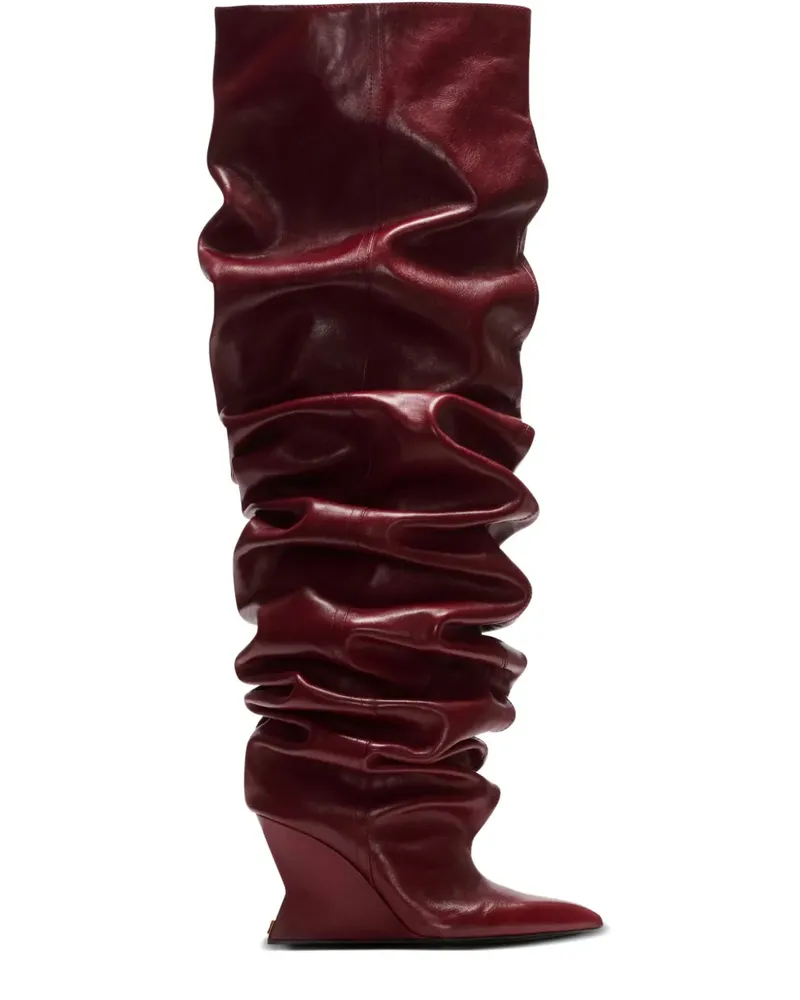 Balmain Geraffte Wedge-Overknee-Stiefel 95mm - Rot Rot