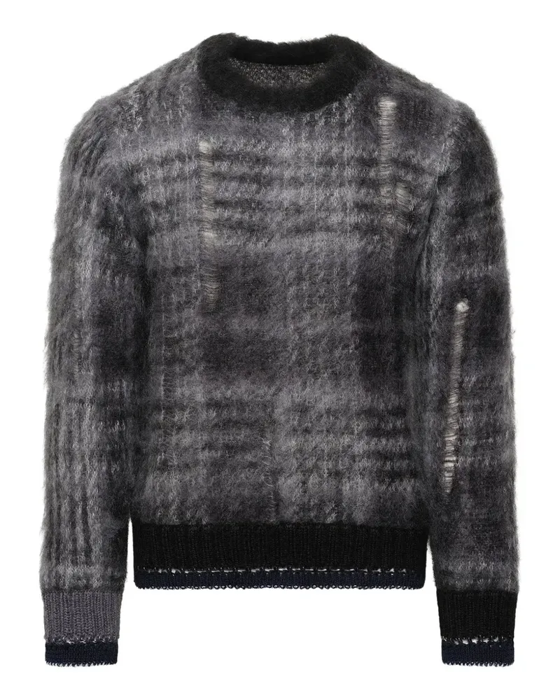 Sacai plaid mohair-blend sweater - Grau Grau