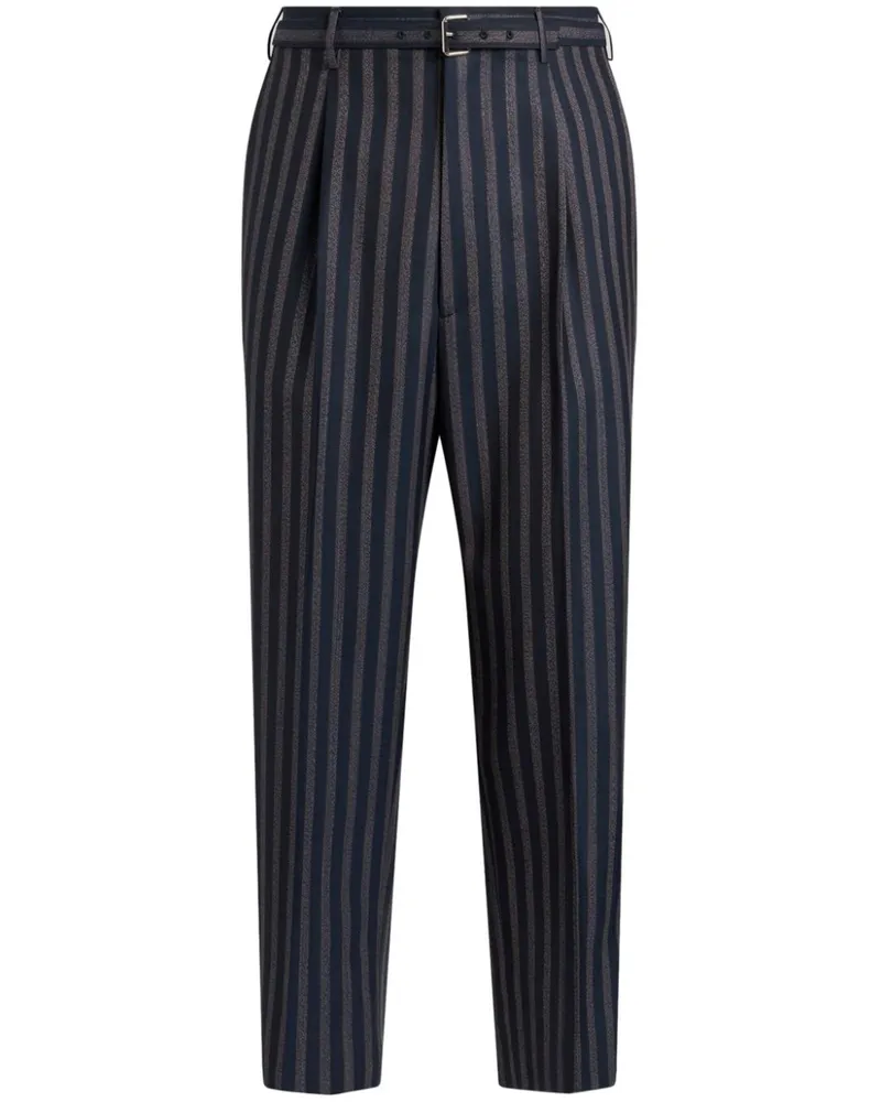 Etro Gestreifte Hose mit Gürtel - Blau Blau