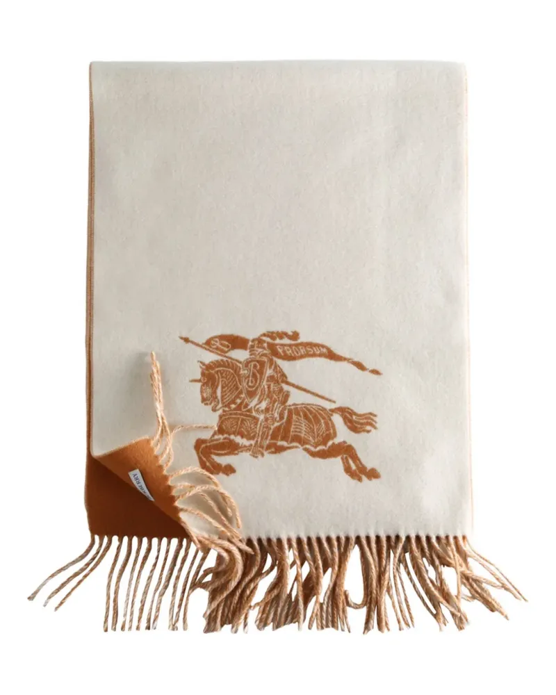 Burberry Equestrian fringed scarf - Weiß Weiß