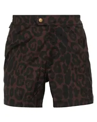 Tom Ford Badeshorts mit Geparden-Print Braun