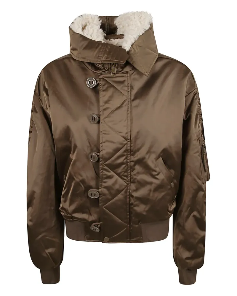 Isabel Marant Elisa quilted faux-fur collar jacket - Braun Braun