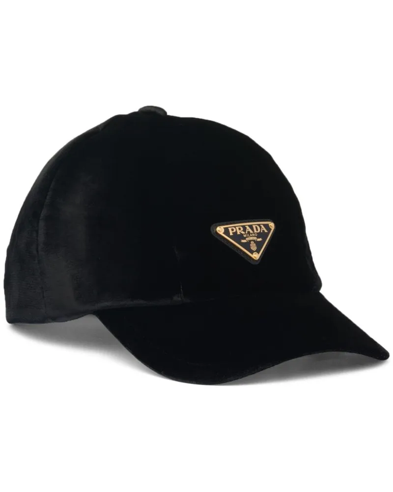 Prada Baseballkappe aus Samt mit Triangel-Logo - Schwarz Schwarz